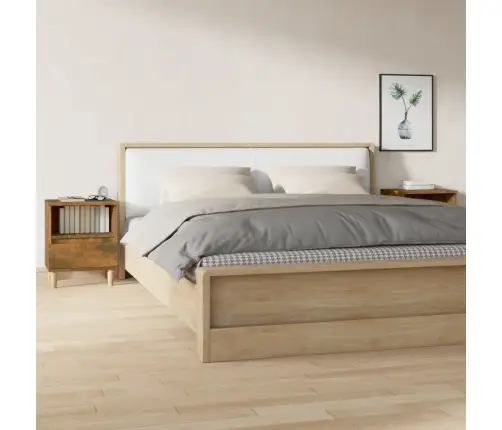 Naktinės Spintelės, 2Vnt., Dūminio Ąžuolo Spalvos, 40X35X50Cm Naktinės Spintelės, 2Vnt., Dūminio Ąžuolo Spalvos, 40X35X50Cm