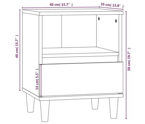 Naktinės Spintelės, 2Vnt., Pilkos Ąžuolo Spalvos, 40X35X50Cm