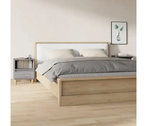 Naktinės Spintelės, 2Vnt., Pilkos Ąžuolo Spalvos, 40X35X50Cm