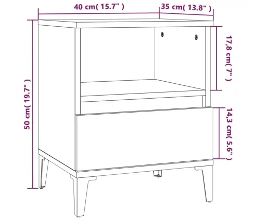 Naktsskapītis, Ozolkoka Krāsa, 40X35X50 Cm Vidaxl