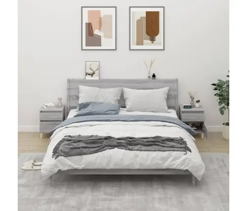 Naktsskapīši, 2 Gab., Pelēka Ozolkoka Krāsa, 40X35X50 Cm Vidaxl