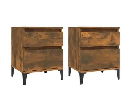 Naktinės Spintelės, 2Vnt., Dūminio Ąžuolo Spalvos, 40X35X50Cm