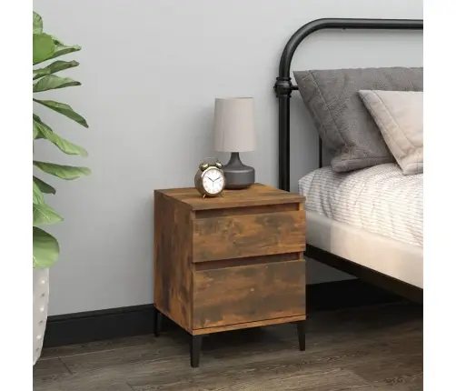 Naktinės Spintelės, 2Vnt., Dūminio Ąžuolo Spalvos, 40X35X50Cm