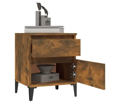 Naktinės Spintelės, 2Vnt., Dūminio Ąžuolo Spalvos, 40X35X50Cm