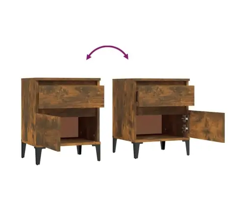Naktinės Spintelės, 2Vnt., Dūminio Ąžuolo Spalvos, 40X35X50Cm