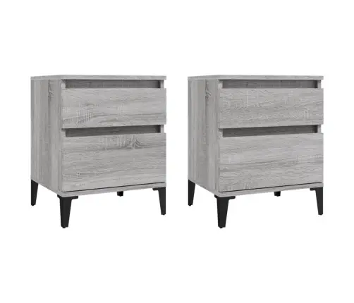 Naktsskapīši, 2 Gab., Pelēka Ozolkoka Krāsa, 40X35X50 Cm Vidaxl