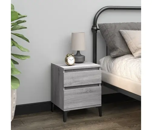 Naktsskapīši, 2 Gab., Pelēka Ozolkoka Krāsa, 40X35X50 Cm Vidaxl