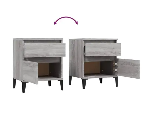 Naktsskapīši, 2 Gab., Pelēka Ozolkoka Krāsa, 40X35X50 Cm Vidaxl