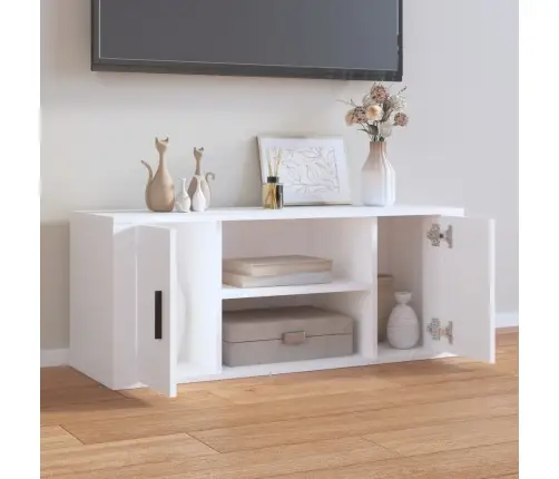 Televizoriaus Spintelė, Baltos Spalvos, 100X35X40cm Mediena