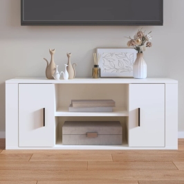 Televizoriaus Spintelė, Baltos Spalvos, 100X35X40cm Mediena