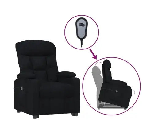 Atpūtas Krēsls, Paceļams, Melns Audums Vidaxl