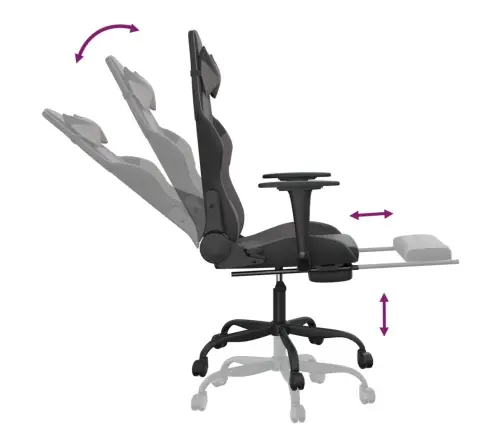 Datorkrēsls Ar Kāju Balstu, Melna, Pelēka Mākslīgā Āda Vidaxl