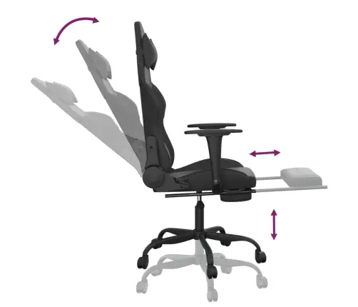 Datorspēļu Krēsls Ar Kāju Balstu, Melna Mākslīgā Āda Vidaxl