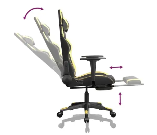 Žaidimų Kėdė Su Pakoja, Juoda Ir Auksinė, Dirbtinė Oda