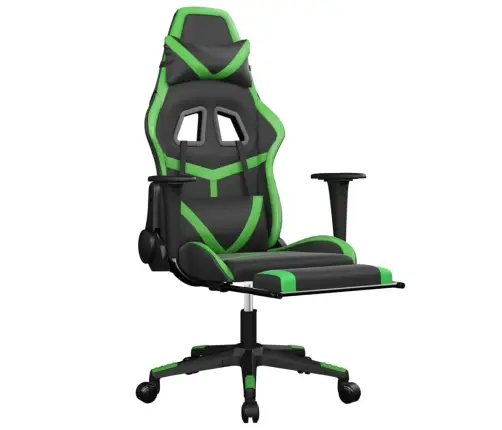 Datorspēļu Krēsls Ar Kāju Balstu, Melna Un Zaļa Mākslīgā Āda Vidaxl
