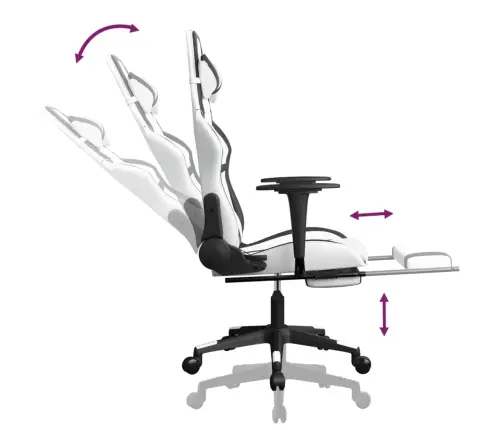 Datorspēļu Krēsls Ar Kāju Balstu, Balta Un Melna Mākslīgā Āda Vidaxl