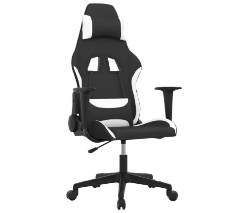 Datorspēļu Krēsls, Melns Un Balts Audums Vidaxl