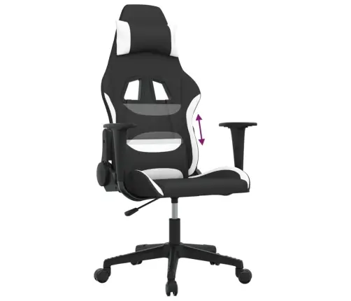 Datorspēļu Krēsls, Melns Un Balts Audums Vidaxl