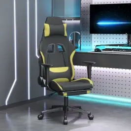 Datorspēļu Krēsls Ar Kāju Balstu, Melns Un Gaiši Zaļš Audums Vidaxl