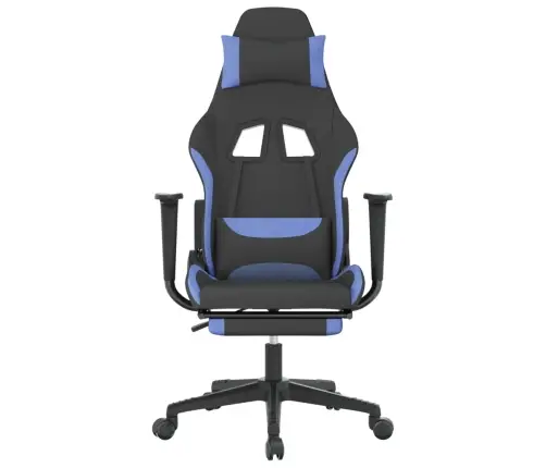 Datorspēļu Krēsls Ar Kāju Balstu, Melns Un Zils Audums Vidaxl