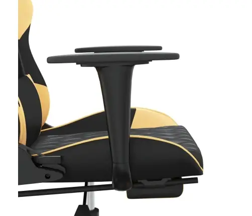 Datorkrēsls Ar Kāju Balstu, Melna Un Zeltaina Mākslīgā Āda Vidaxl