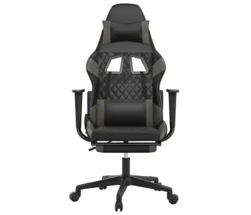 Datorspēļu Krēsls Ar Kāju Balstu, Melna Un Pelēka Mākslīgā Āda Vidaxl