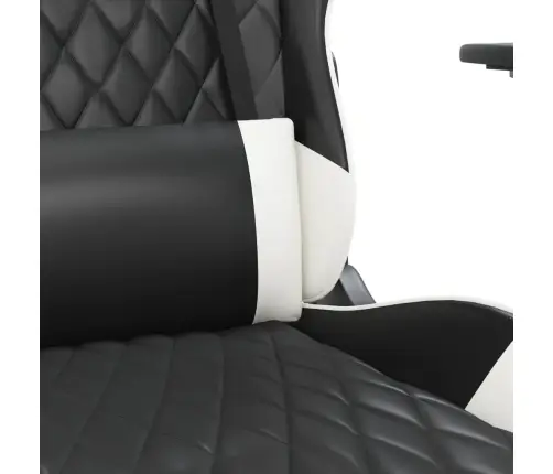 Datorspēļu Krēsls Ar Kāju Balstu, Melna Un Balta Mākslīgā Āda Vidaxl