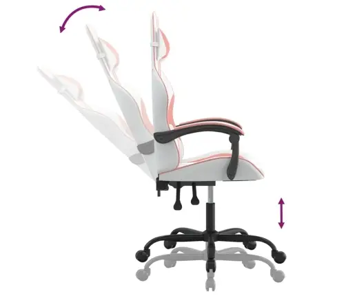 Datorspēļu Krēsls, Balta Un Rozā Mākslīgā Āda Vidaxl