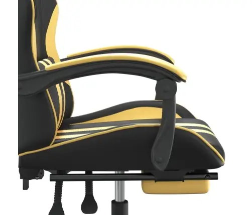 Datorkrēsls Ar Kāju Balstu, Melna Un Zeltaina Mākslīgā Āda Vidaxl