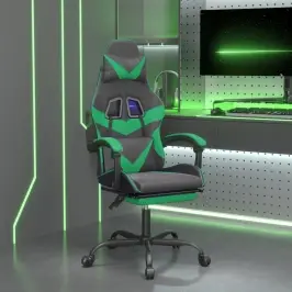 Žaidimų Kėdė Su Pakoja, Juoda Ir Žalia, Dirbtinė Oda