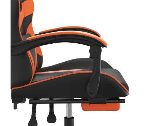 Žaidimų Kėdė Su Pakoja, Juoda Ir Oranžinė, Dirbtinė Oda