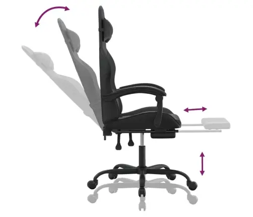 Žaidimų Kėdė Su Pakoja, Juodos Spalvos, Dirbtinė Oda