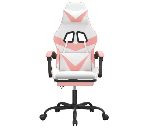Datorspēļu Krēsls Ar Kāju Balstu, Balta Un Rozā Mākslīgā Āda Vidaxl
