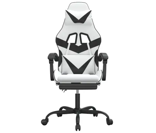 Žaidimų Kėdė Su Pakoja, Balta Ir Juoda, Dirbtinė Oda