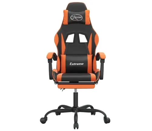 Datorspēļu Krēsls Ar Kāju Balstu, Melna Un Oranža Mākslīgā Āda Vidaxl