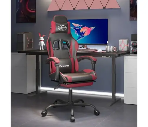 Datorspēļu Krēsls Ar Kāju Balstu, Melna Un Sarkana Mākslīgā Āda Vidaxl