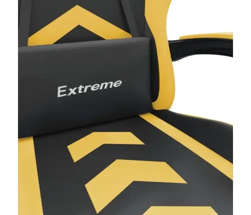 Datorkrēsls Ar Kāju Balstu, Melna Un Zeltaina Mākslīgā Āda Vidaxl