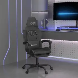 Žaidimų Kėdė Su Pakoja, Juodos Spalvos, Dirbtinė Oda