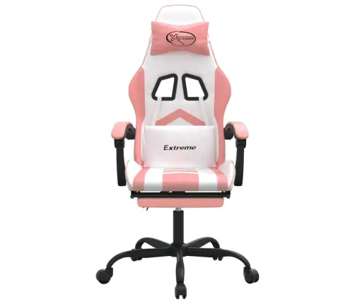 Datorspēļu Krēsls Ar Kāju Balstu, Balta Un Rozā Mākslīgā Āda Vidaxl
