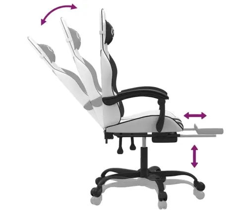 Datorspēļu Krēsls Ar Kāju Balstu, Balta Un Melna Mākslīgā Āda Vidaxl