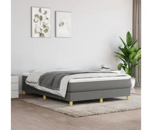 Gulta Bez Matrača, Tumši Pelēks, 140X190 Cm, Audums Vidaxl