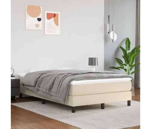 Gultas Rāmis, Krēmkrāsas, 120X200 Cm, Mākslīgā Āda Vidaxl