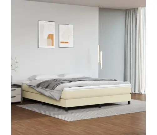 Gultas Rāmis, Krēmkrāsas, 180X200 Cm, Mākslīgā Āda Vidaxl