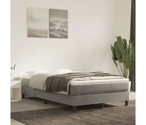 Gulta Bez Matrača, Gaiši Pelēks, 120X200 Cm, Samts Vidaxl