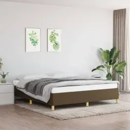 Gultas Rāmis Ar Atsperēm, Tumši Brūns, 160X200 Cm, Audums Vidaxl