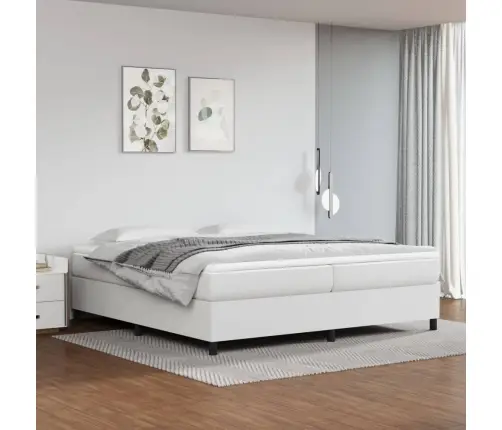 Lovos Rėmas Su Spyruoklėmis, Baltos, 200X200 cm Dirbtinė Oda