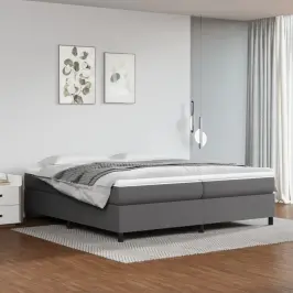 Lovos Rėmas Su Spyruoklėmis, Pilkos, 200X200cm Dirbtinė Oda