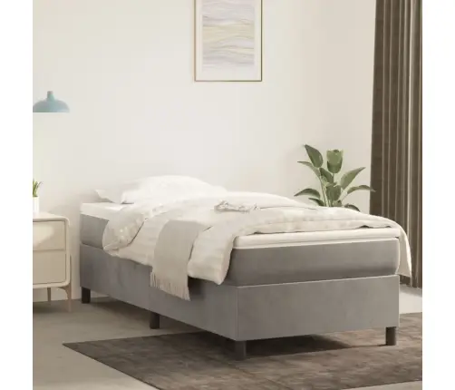 Lovos Rėmas Su Spyruoklėmis, Šviesiai Pilkas, 80X200cm Aksomas