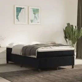 Gultas Rāmis Ar Atsperēm, Melna Samts, 120X200 Cm Vidaxl