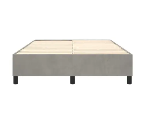 Gulta Bez Matrača, Gaiši Pelēks, 140X190 Cm, Samts Vidaxl